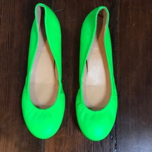 Green J. Crew leather ballet flats, size 6.5